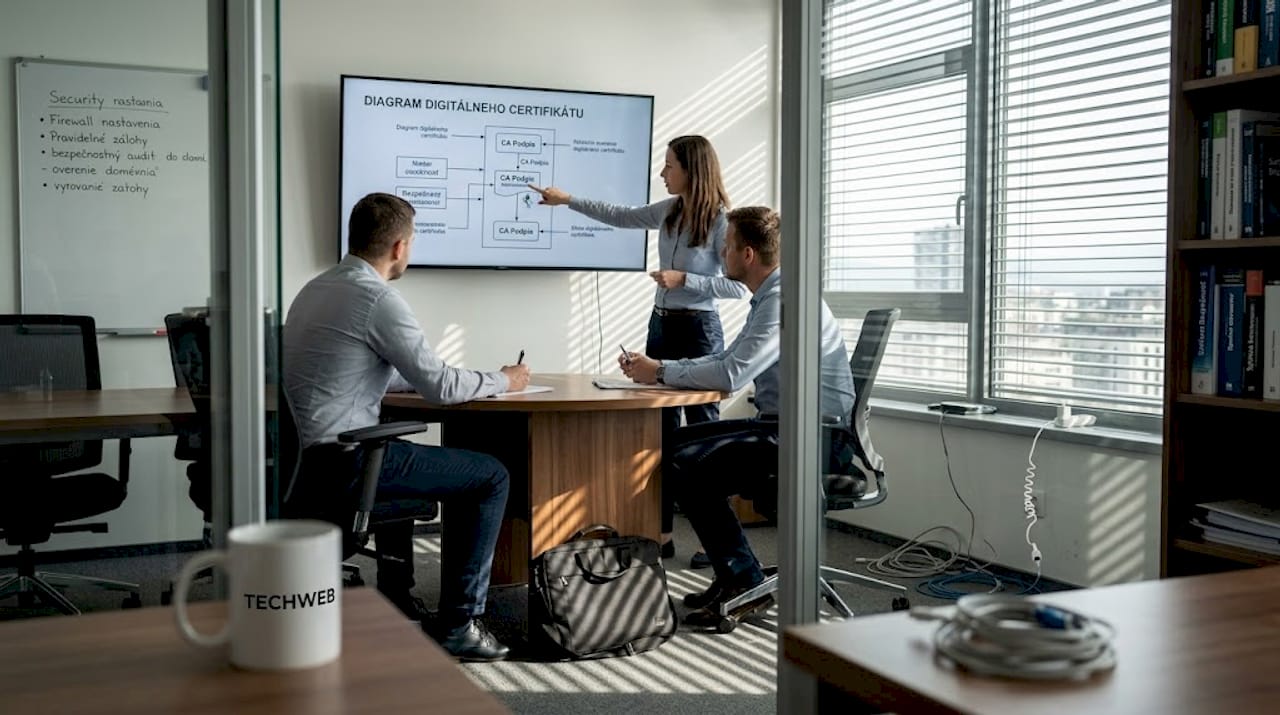 IT tím v kancelárii rieši otázky bezpečnosti webových stránok.