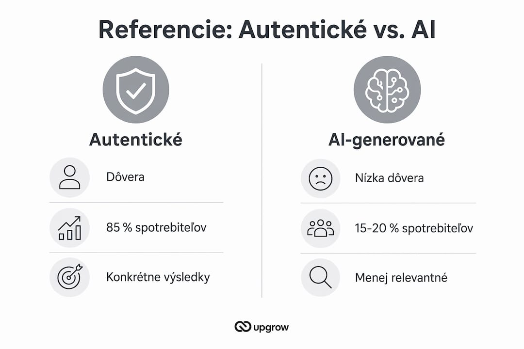 Prehľadná infografika, ktorá ukazuje rozdiely medzi skutočnými a umelo vytvorenými referenciami