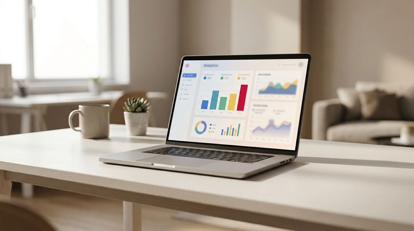 Google Analytics 4 implementácia — TechWeb.sk dashboard pri práci