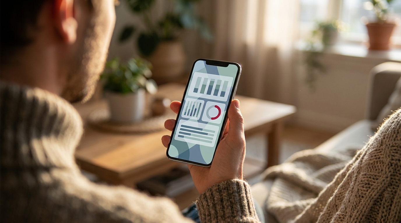 Mobilná aplikácia TechWeb — over-the-shoulder pohľad na hotovú aplikáciu na smartphone
